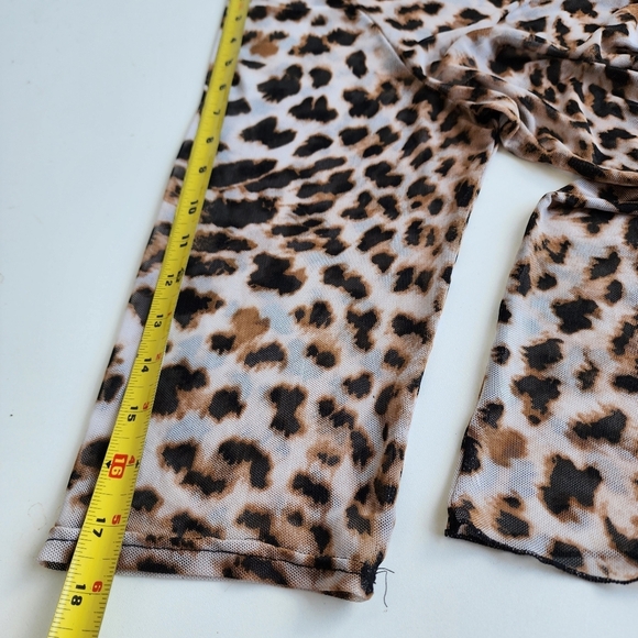 ASHLEY BLUE Women's Cover Up 3/4 Sleeve Open Front Animal Print Petite Mesh PL - Picture 12 of 12